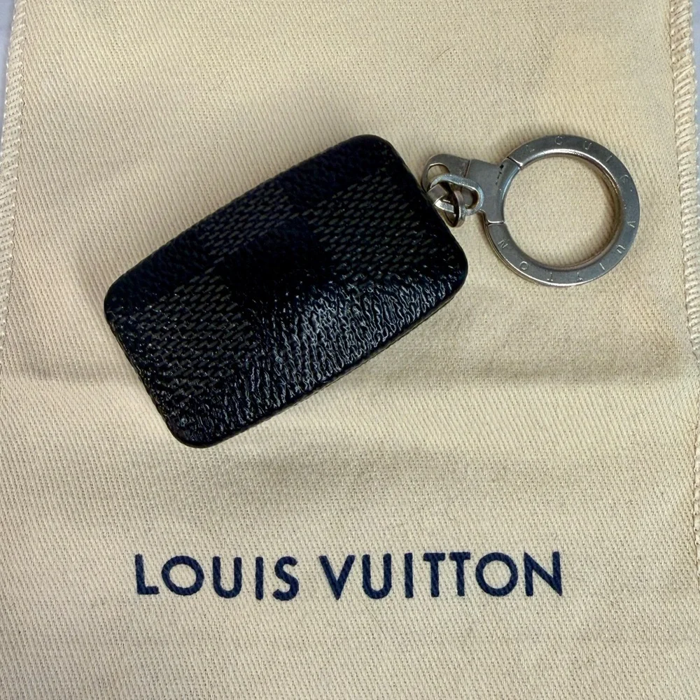 Louis Vuitton Damier Graphite Push Button Flashlight Keychain | Authentic